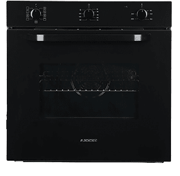 A black stove with a glass oven door and a white stove with a glass oven door. AI generated content