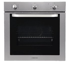 A stainless steel oven with two burners and a stove top. AI generated content