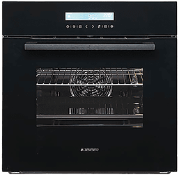 Two black ovens with digital displays showing the time and temperature. AI generated content