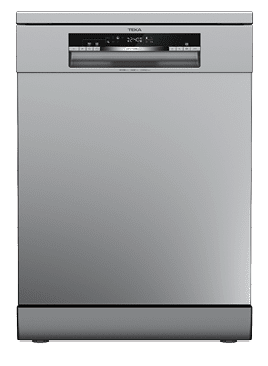 A stainless steel dishwasher with a silver door. AI generated content