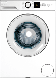 A white washing machine with a glass window on the door. AI generated content
