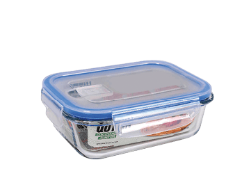 A blue plastic container with a sandwich and a cookie inside. AI generated content