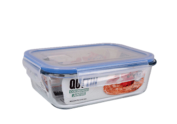 A blue plastic container with food in it. AI generated content