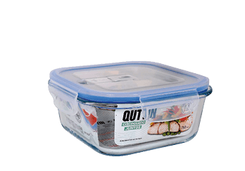 A blue plastic container with a white label containing food. AI generated content