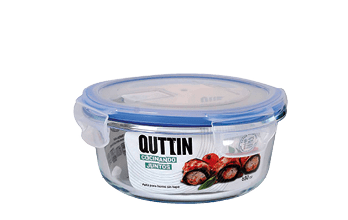 A blue container with a picture of food on it. AI generated content