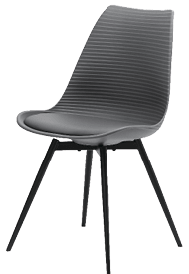 A modern chair with a black metal frame and a grey seat. AI generated content