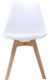 A white chair with a wooden base and a white seat. AI generated content