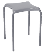 A grey metal stool with a white seat. AI generated content