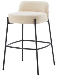 A white stool with a black metal frame and a white cushion. AI generated content