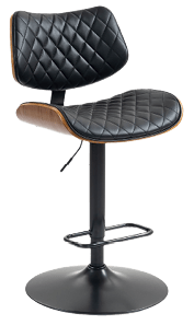 A black and brown stool with a black seat and a black base. AI generated content