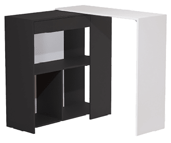 A black and white image of a shelf with a white top. AI generated content
