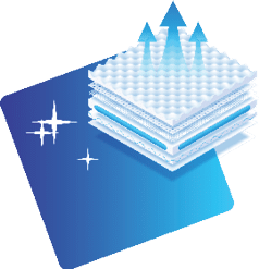 A blue and white image with a star pattern and a white triangle. AI generated content