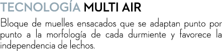 Tecnolog a multi air Bloque de muelles ensacados que se adaptan punto por punto a la morfolog a de cada durmiente y f...