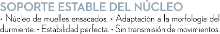 soporte estable del n cleo • N cleo de muelles ensacados. • Adaptaci n a la morfolog a del durmiente. • Estabilidad p...