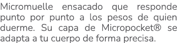 Micromuelle ensacado que responde punto por punto a los pesos de quien duerme. Su capa de Micropocket® se adapta a tu...