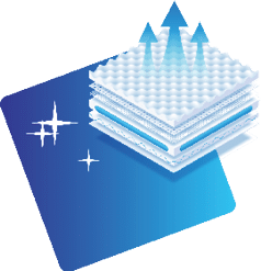 A blue and white image with a star pattern and a white triangle. AI generated content