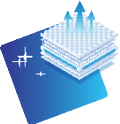 A blue and white image with a star pattern and a white triangle. AI generated content