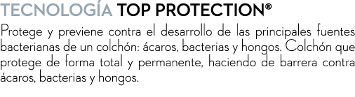 Tecnolog a Top Protection® Protege y previene contra el desarrollo de las principales fuentes bacterianas de un colch...