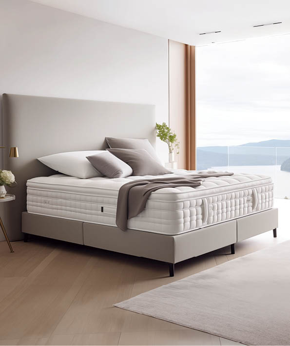White mattress with by soft pillows.