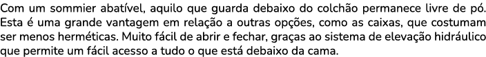 Com um sommier abat vel, aquilo que guarda debaixo do colch o permanece livre de p . Esta  uma grande vantagem em re...
