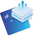A blue and white image with a star pattern and a white triangle. AI generated content