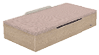 A beige wooden bed frame with a light brown mattress and a small headboard. Description generated by AI