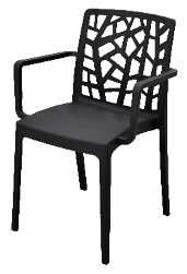 A black chair with a woven design is shown on a white background. AI generated content