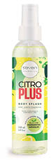 A bottle of citrus plus body wash is shown on a white background. AI generated content