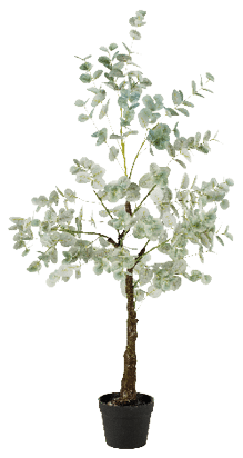 A small tree in a black pot. AI generated content