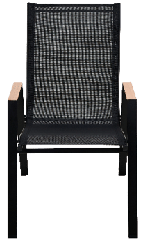 A black wicker chair with a black frame. AI generated content
