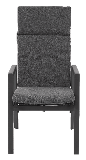 A gray chair with a cushion on it. AI generated content