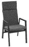 A gray wicker chair with a cushion on it. AI generated content