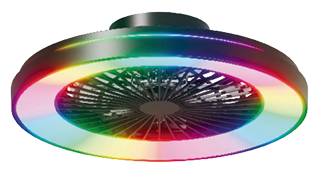 A colorful fan with a black center and a rainbow-colored rim. AI generated content