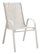 A white plastic chair with a woven pattern. AI generated content