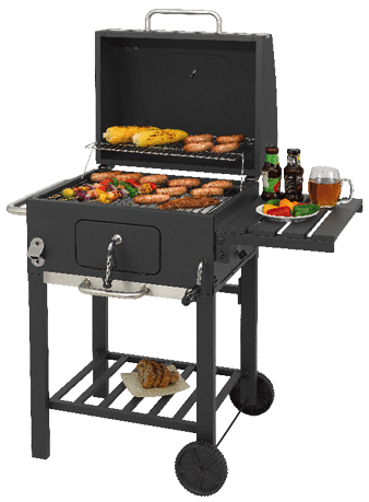 A BBQ grill with food on it and a beer bottle nearby. AI generated content