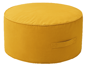 A yellow cushion with a brown design on it. AI generated content
