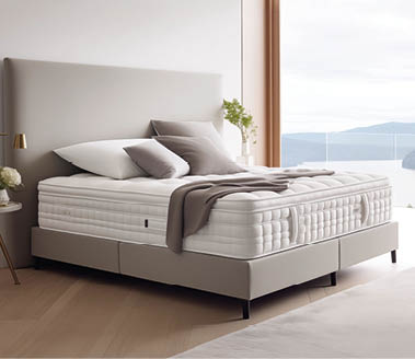 White mattress with by soft pillows.