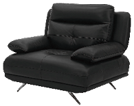A black leather chair with a cushion on it. AI generated content