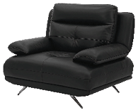A black leather chair with a cushion on it. AI generated content